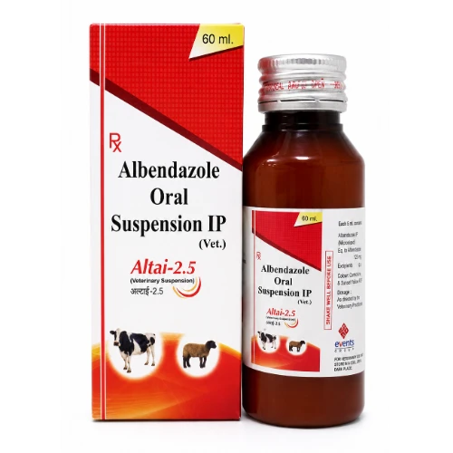 Altai-2.5 Suspension: Albendazole IP 2.5% w/v Dewormer for Calf, Dogs & large animals, a product by Events Pharmaceuticals Pvt. Ltd.
