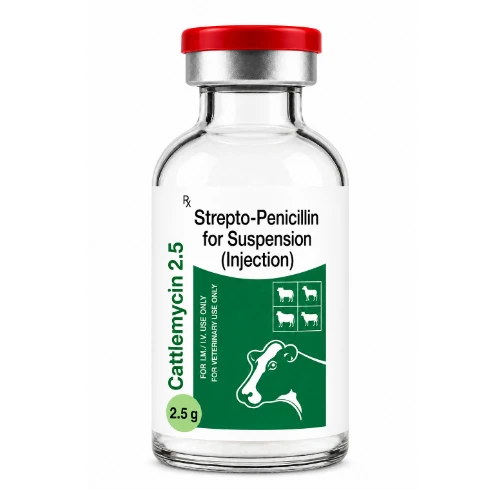 Cattlemycin 2.5: A veterinary suspension for injection containing Strepto-Penicillin, formulated for veterinary use in livestock as directed by a veterinarian., a product by Events Pharmaceuticals Pvt. Ltd.
