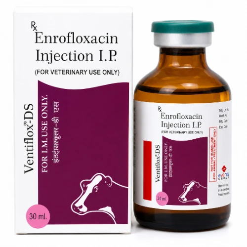 VENTIFLOX-DS: Each ml Contains: - Enrofloxacin 200 mg Antibitoic, a product by Events Pharmaceuticals Pvt. Ltd.