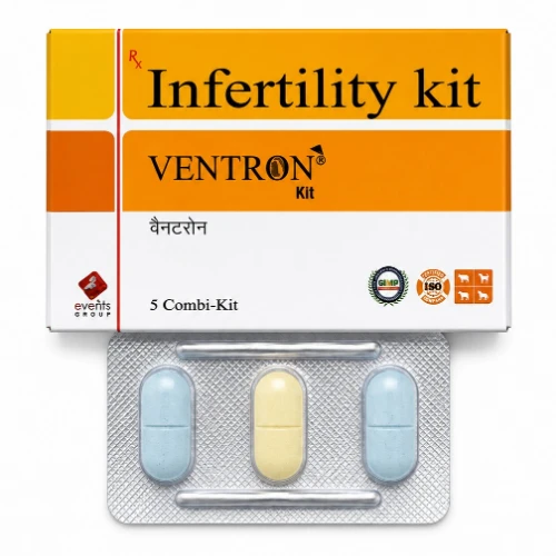 VENTRON Kit: Each Kit Contains: - (A) One Tablet Clomiphene Citrate: Each uncoated Tablet Contains: Clomiphene Citrate IP 300 mg. (B) Two Tablets Copper Sulphate: Copper Sulphate Anhydrous BP 750 mg. For heating purpose in uterus, a product by Events Pharmaceuticals Pvt. Ltd.